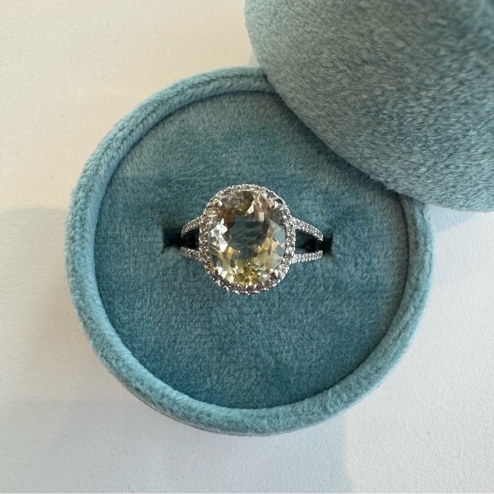 14kw Lemon Quartz & Diamond Ring